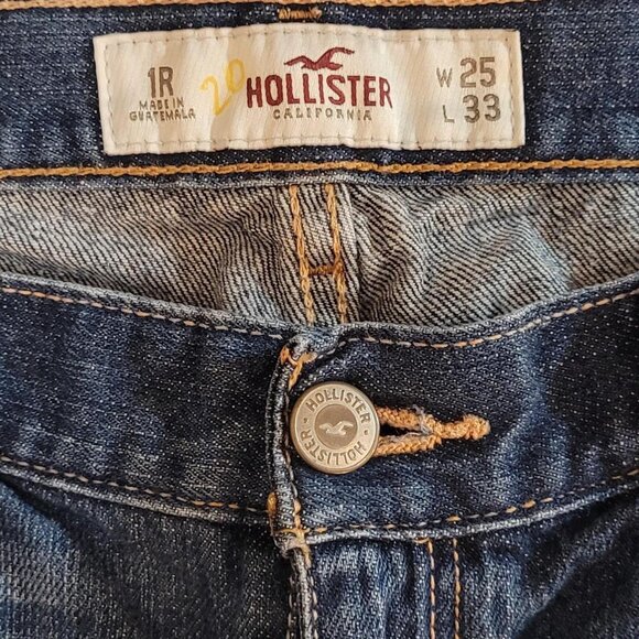 Hollister Dark Wash Low Rise Jeans - Size 1R (W25 L33) Inseam 30 - Picture 3 of 6